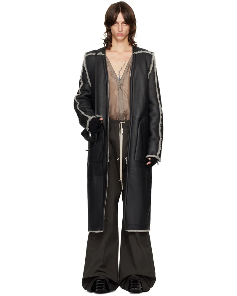 Rick Owens Black & Off-White Porterville Klaus Reversible Shearling Jacket 908