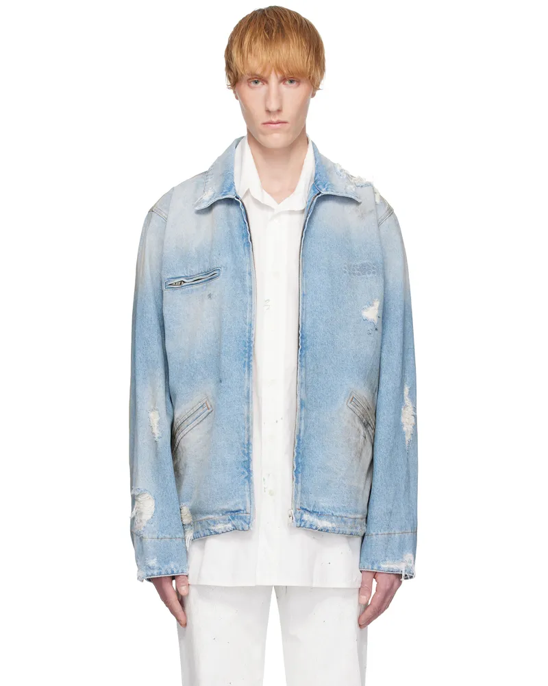 Maison Margiela Blue Distressed Denim Jacket 964