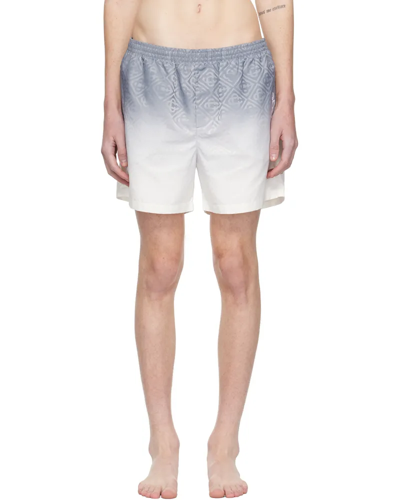 Casablanca Paris White & Gray Printed Swim Shorts Grey