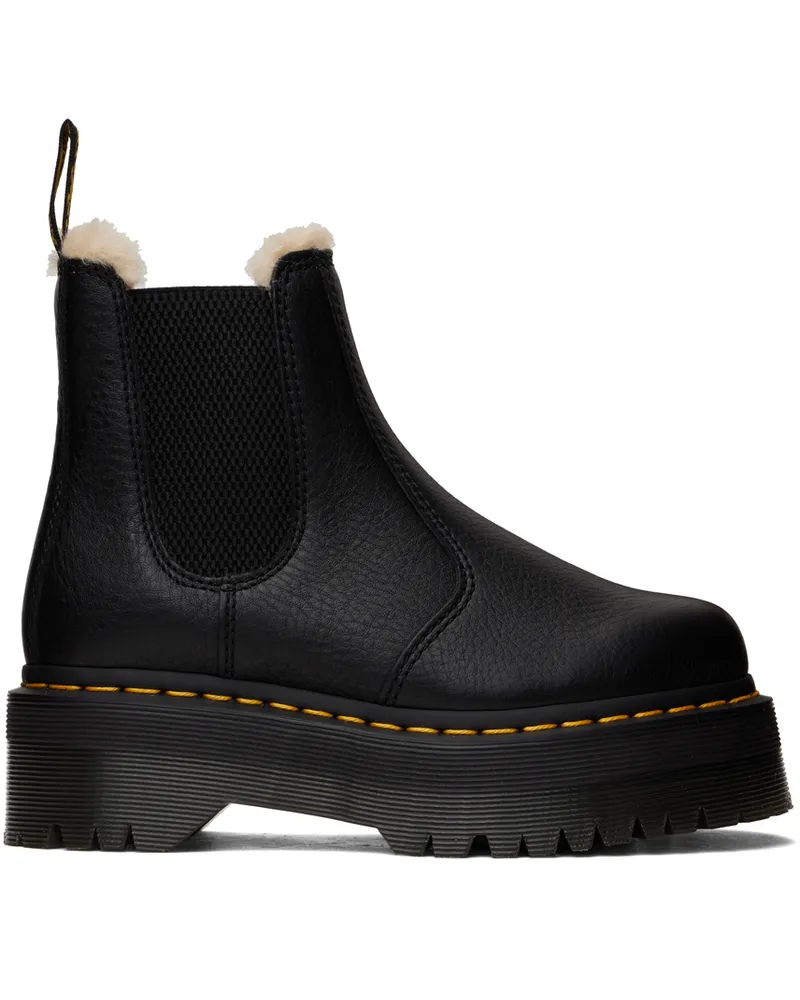 Dr.Martens Black 2976 Faux Fur Lined Chelsea Boots Black