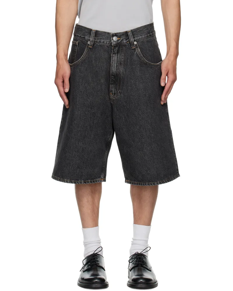 Sunflower Black Super Wide Denim Shorts Black