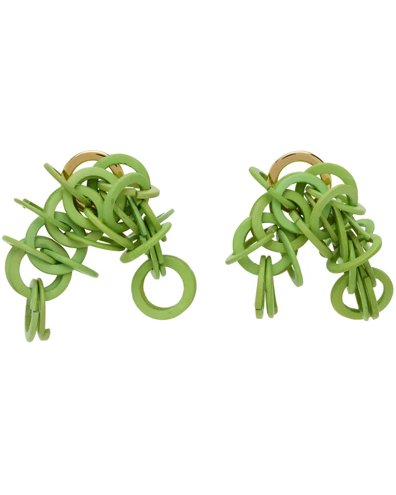Completedworks SSENSE Exclusive Green Wood Earrings White