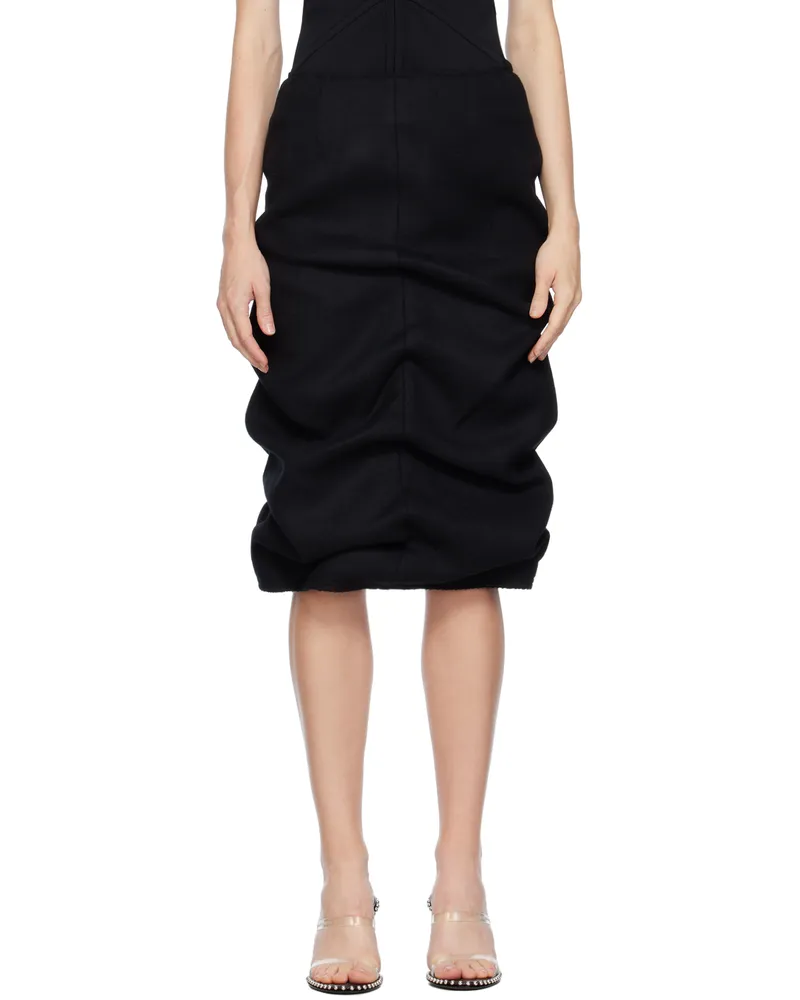 WE 11 DONE Black Tucked Midi Skirt Black