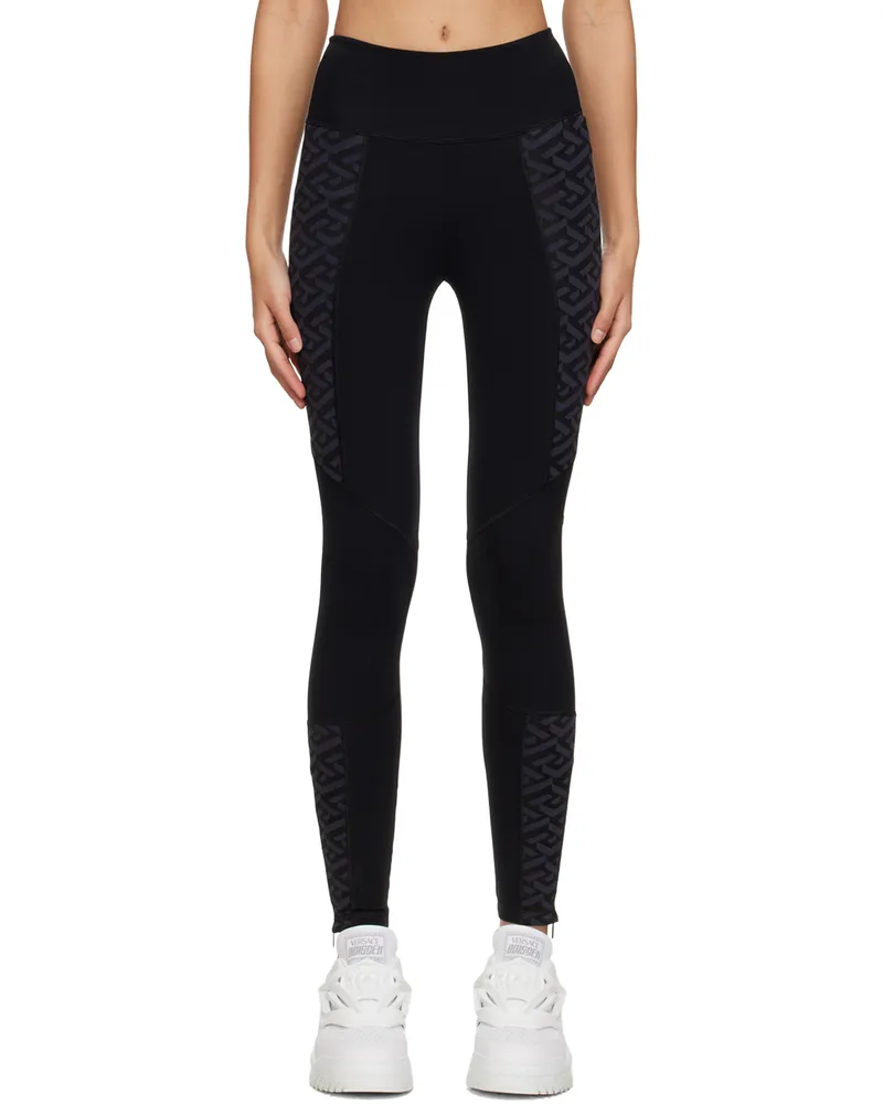 Versace Black 'La Greca' Leggings 1b000
