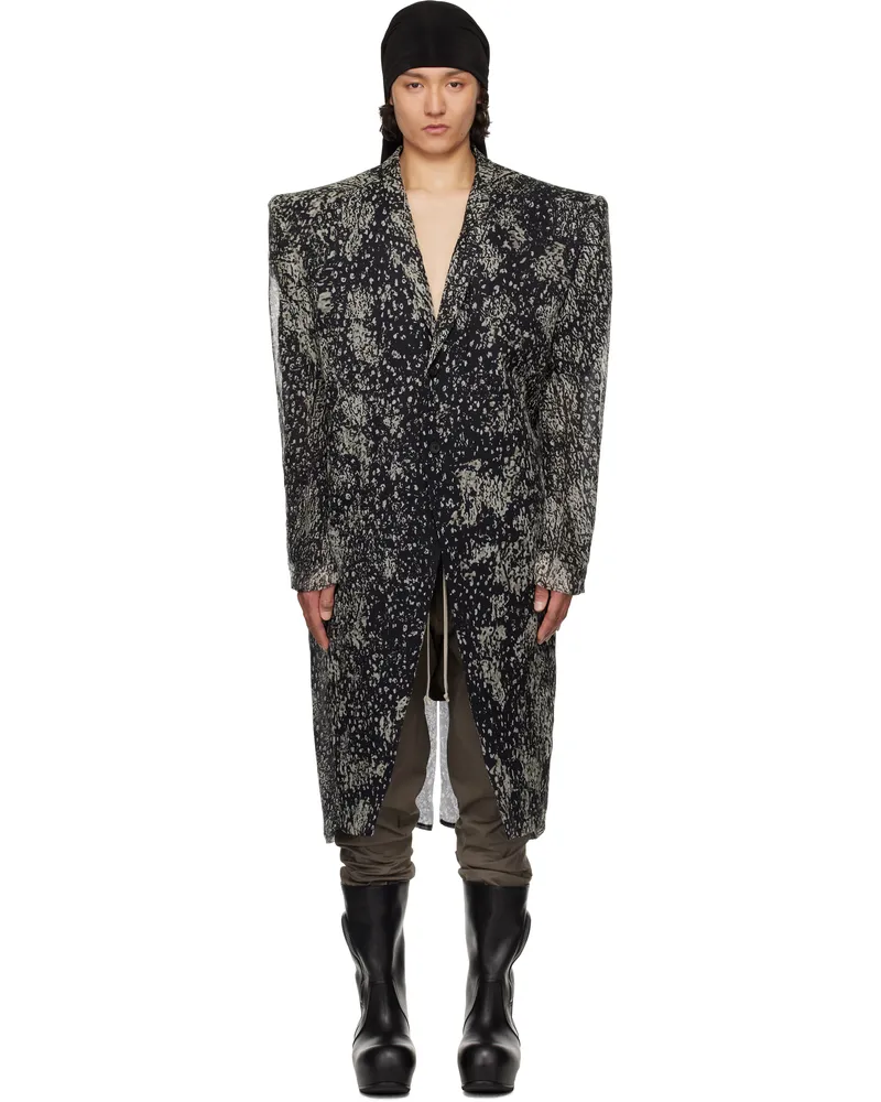 Rick Owens Black & Off-White Hollywood Ricks Coat 0908