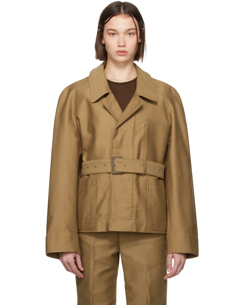 Christophe Lemaire Tan Belted Two Pocket Jacket Br460