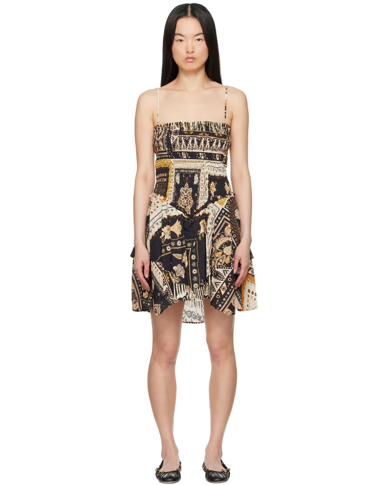 Étoile Isabel Marant Black & Yellow Anka Minidress Black