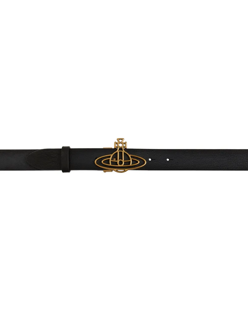 Vivienne Westwood Black Thin Line Orb Belt Ss25-n401