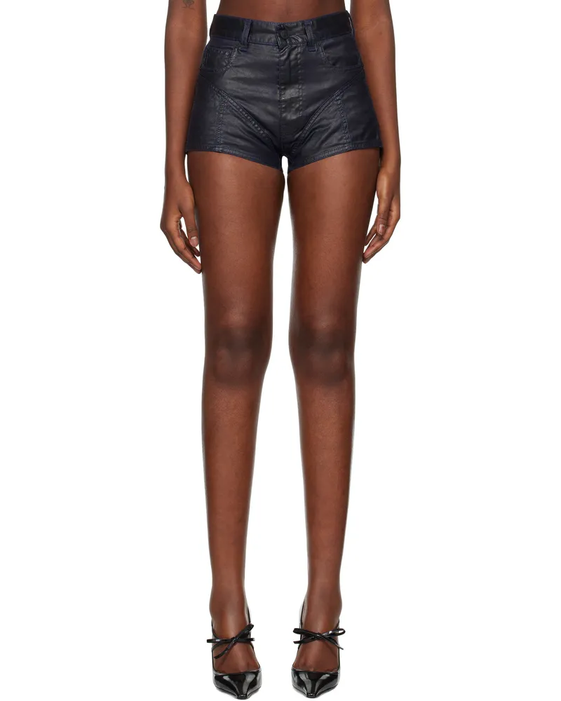 Thierry Mugler Navy Bi-Material Denim Shorts B607