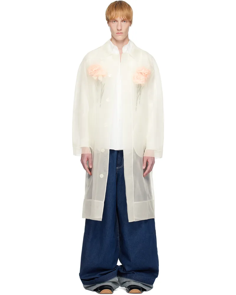 Simone Rocha Off-White Stuffed Carnation Car Coat Ivory