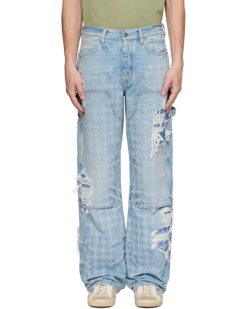 Amiri Blue Repair Carpenter Jeans Faded