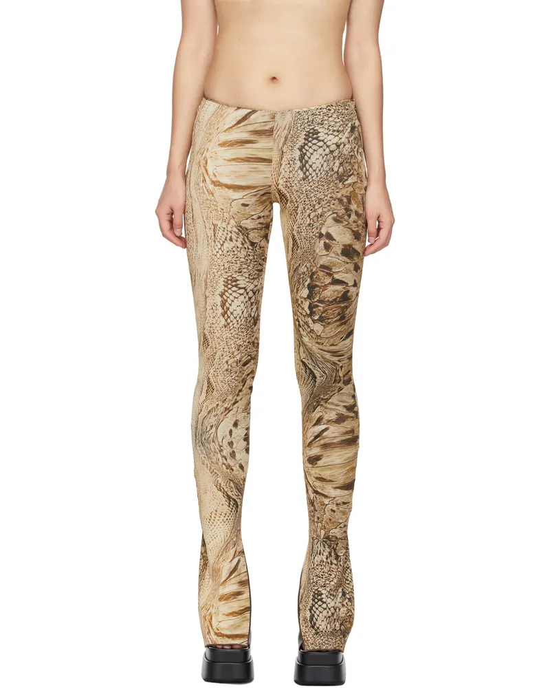 Blumarine Beige & Brown Snake Leggings M8335