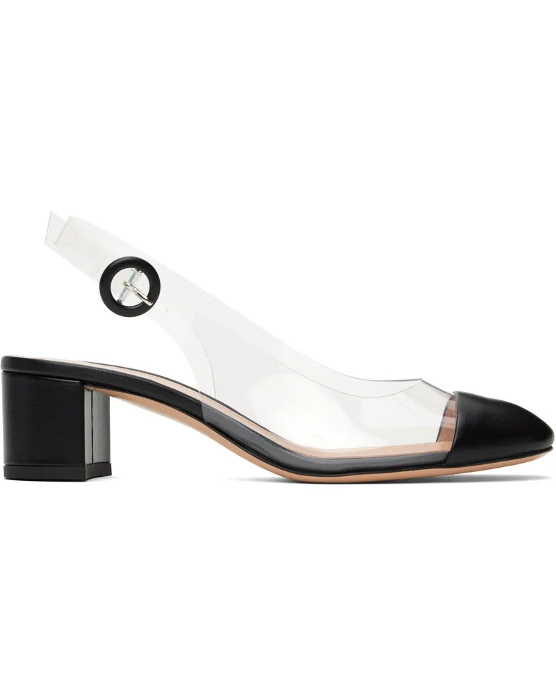 Gianvito Rossi Black Nappa Soft Glass Heels Black+trasp