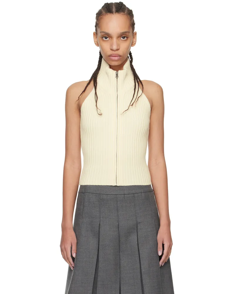 Fax Copy Express Off-White Open Back Sweater White