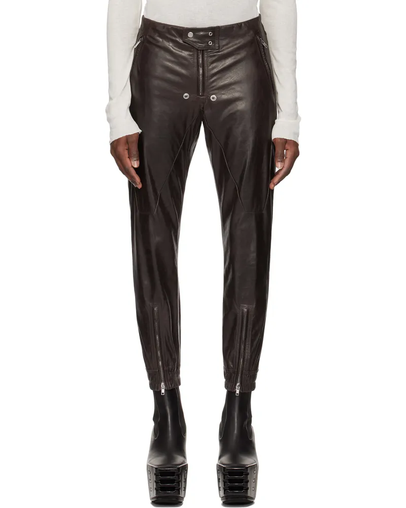 Rick Owens Brown Hollywood Luxor Leather Pants 14