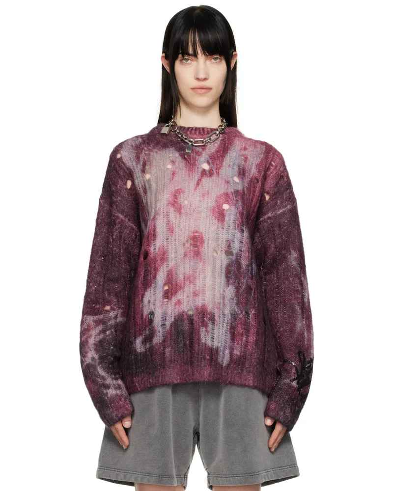 Acne Studios Purple Printed Knit Sweater Ad8