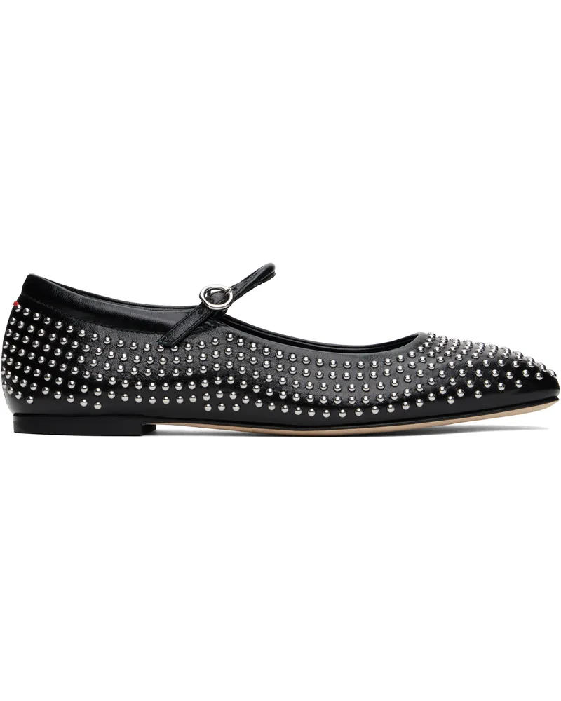 aeyde Black Uma Mini Stud Mary-Jane Ballerina Flats Black