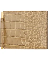 Tom Ford Beige Shiny Printed Wallet Safari