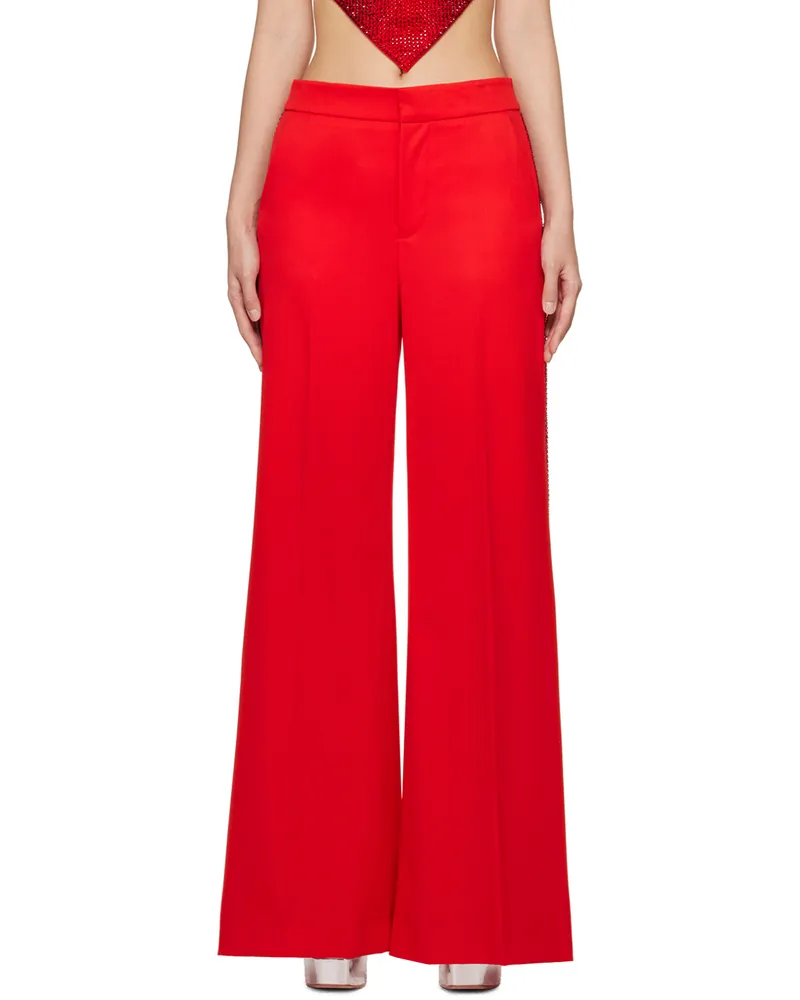 Area Red Crystal-Cut Trousers Scarlet