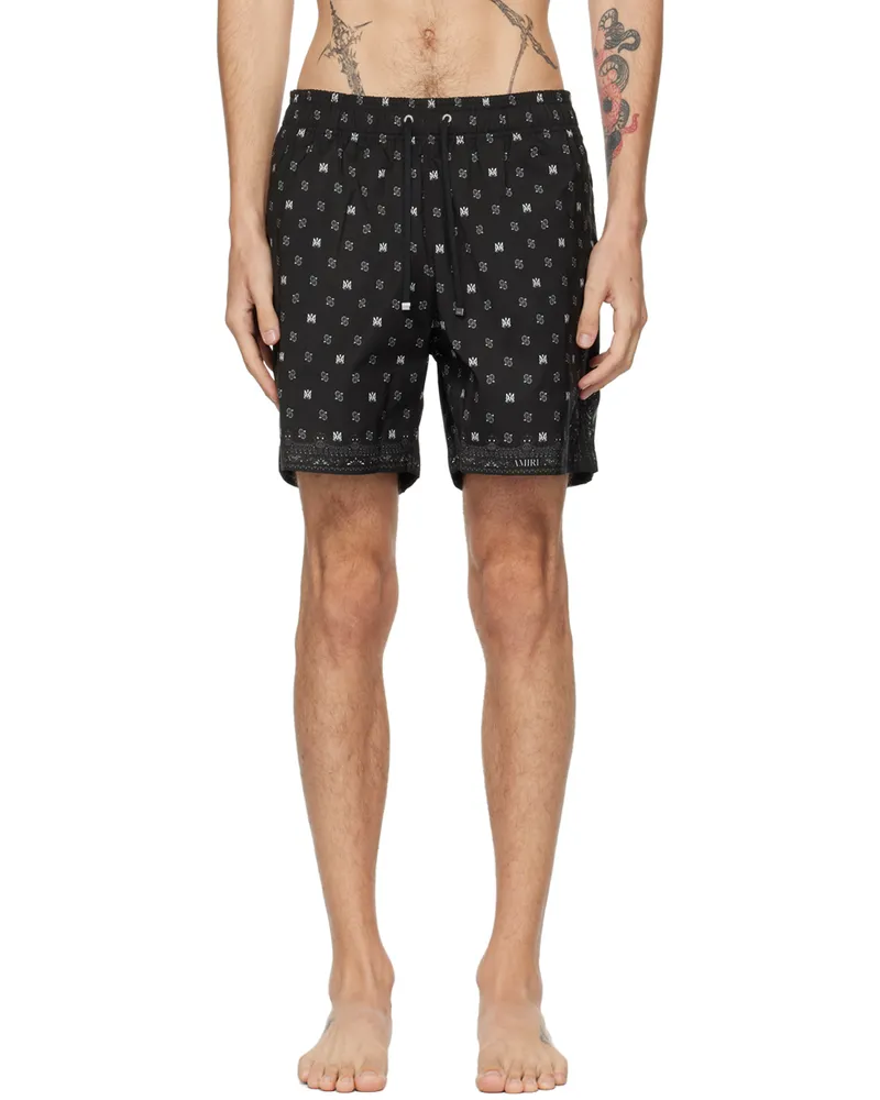 Amiri Black 'MA' Paisley Swim Shorts Black