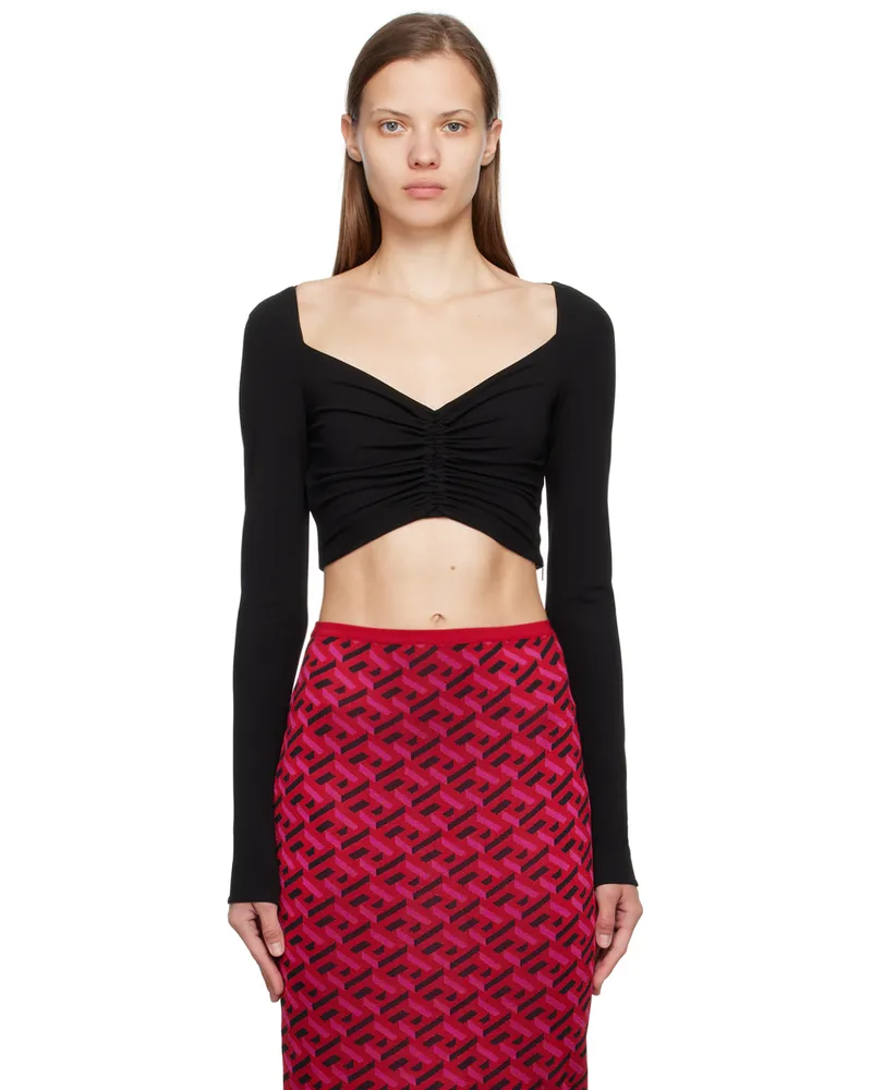 Versace Black Ruched Blouse 1b000