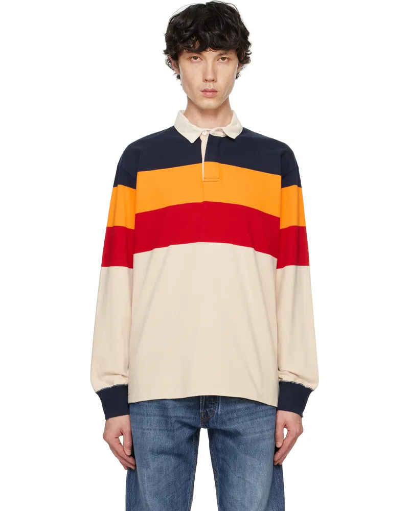 Drake's Multicolor Block Stripe Cotton Rugby Polo 052