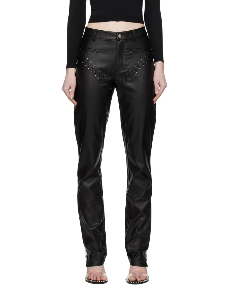 Miaou Black Hannah Jewett Edition Jet Faux-Leather Trousers Black