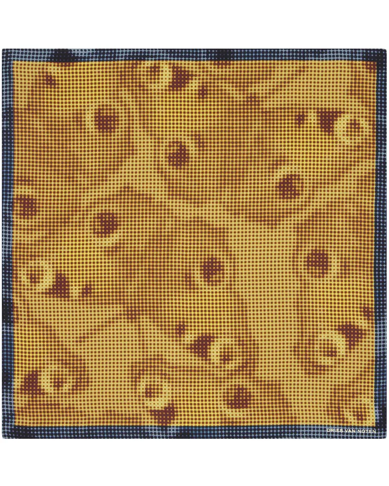 Dries van Noten Blue & Yellow Silk Pocket Square 976