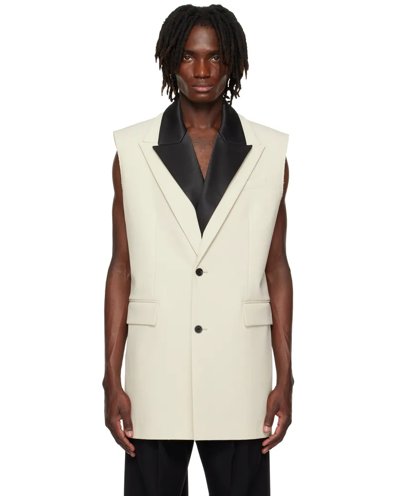 Jean Paul Gaultier SSENSE Exclusive Beige & Black Double Layer Sleeveless Blazer 7900-vanilla