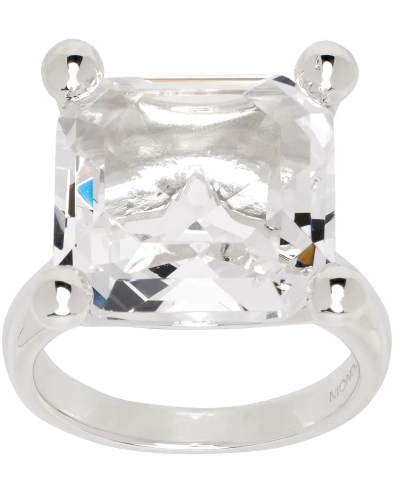 MONDO MONDO Silver Atomic Square Ring Crystal