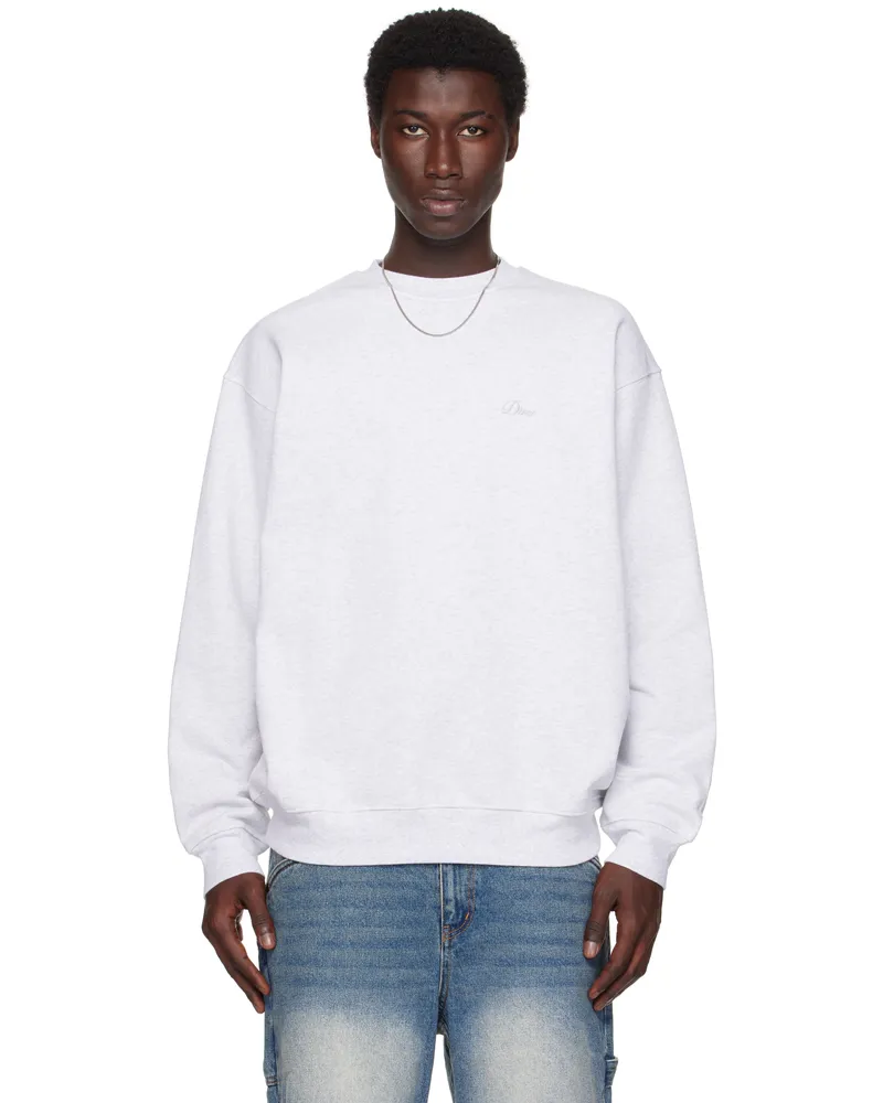 Dime Gray Cursive Small Logo Crewneck Sweatshirt Ash