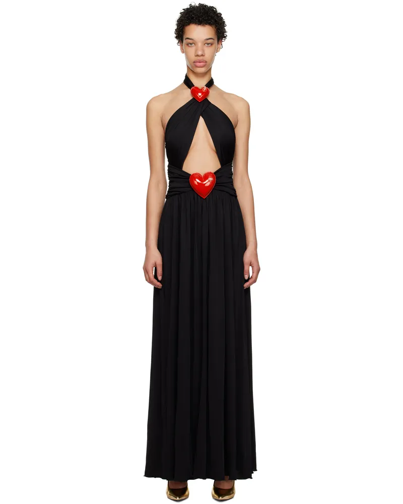 Moschino Black Inflatable Heart Maxi Dress J0555