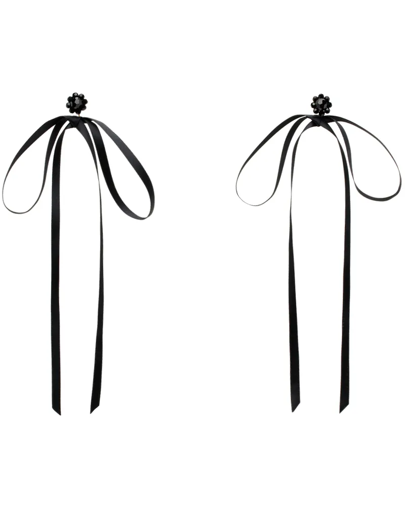 Simone Rocha Black Bow Ribbon Stud Earrings Jet
