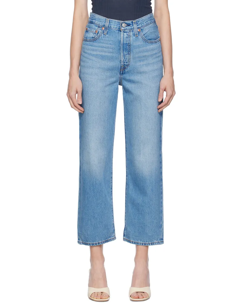 Levi's Blue Ribcage Straight Ankle Jeans In