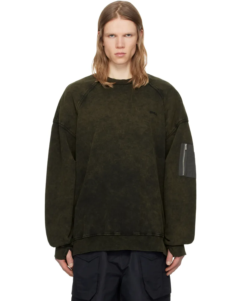 JUUN.J Khaki Deep Dyed Shoulder Padded Sweatshirt Khaki