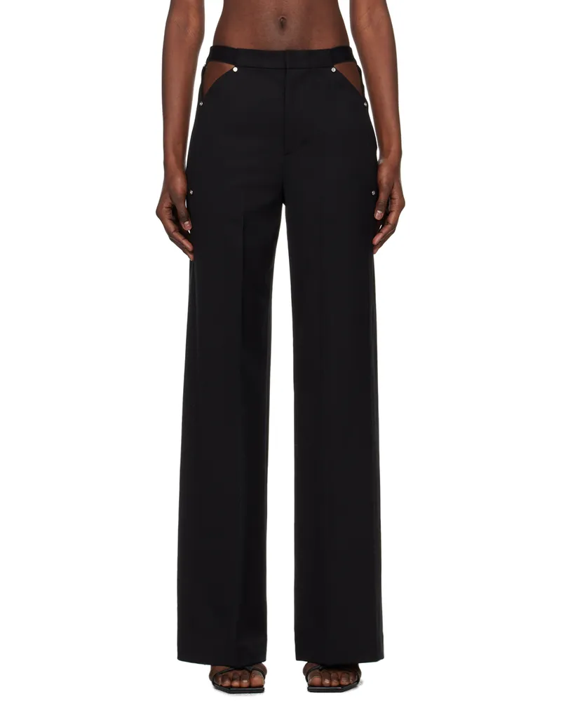 Dion Lee Black Pierced Stud Trousers Black