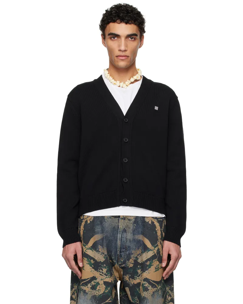 Acne Studios Black V-Neckline Cardigan 900
