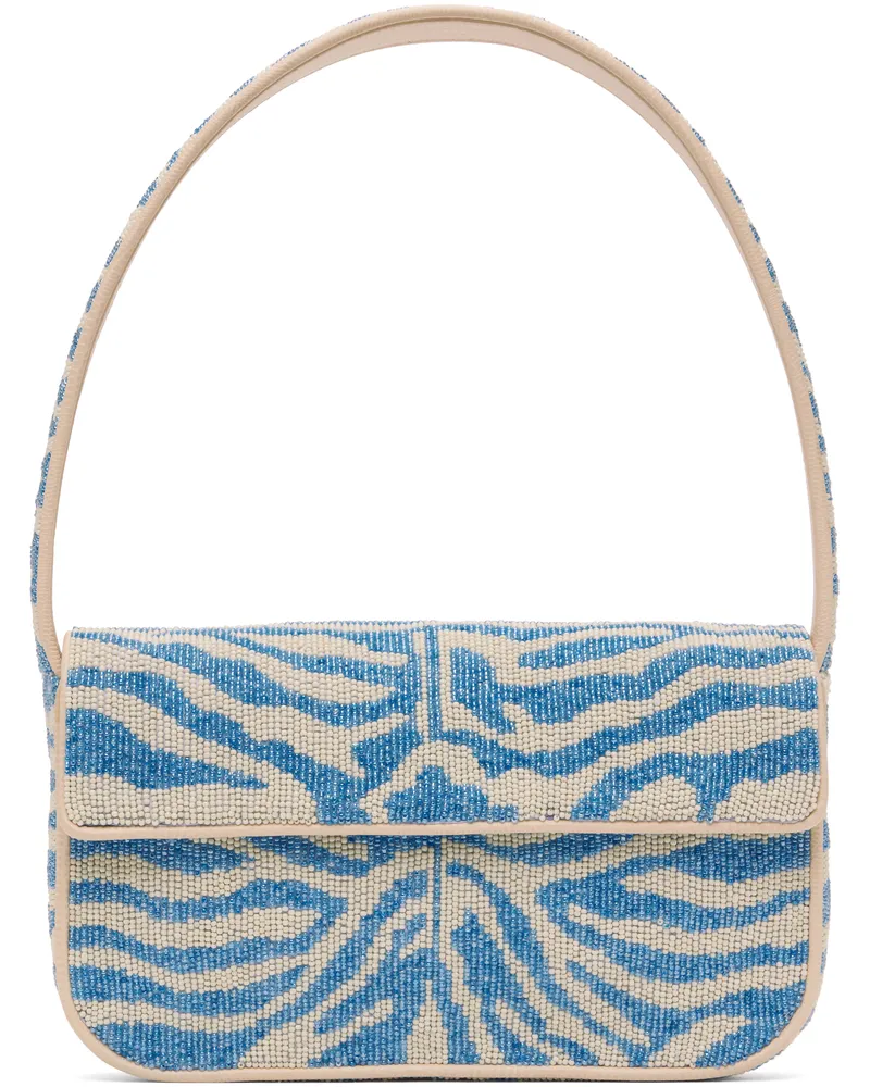 STAUD Blue & Off-White Tommy Beaded Bag Lbcr