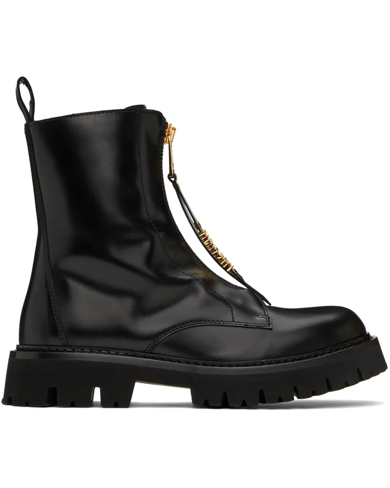 Moschino Black Mini Lettering Logo Boots Black