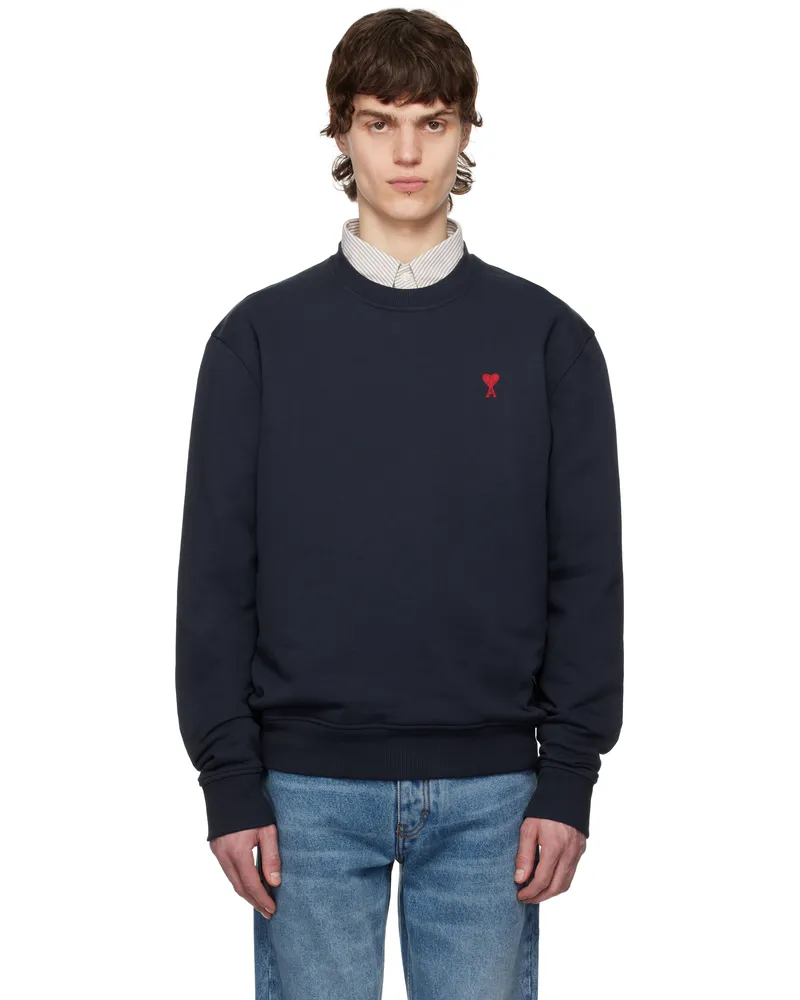 AMI Paris Navy Cotton Ami de Coeur Sweatshirt 430