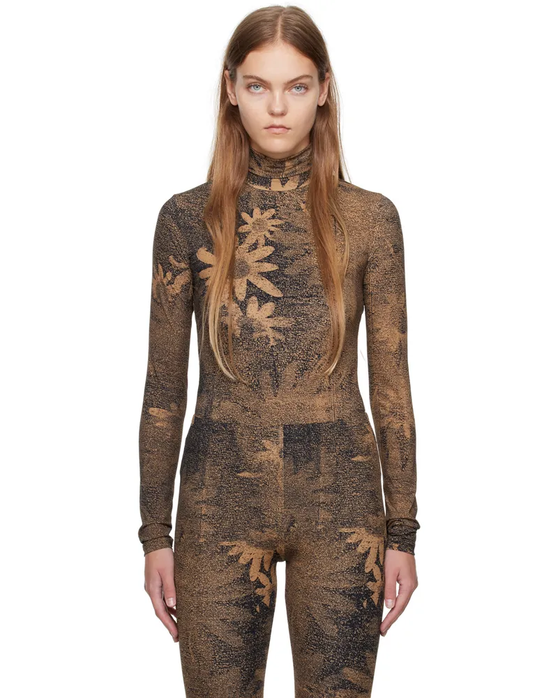 Maison Margiela Tan & Black Printed Bodysuit 001s