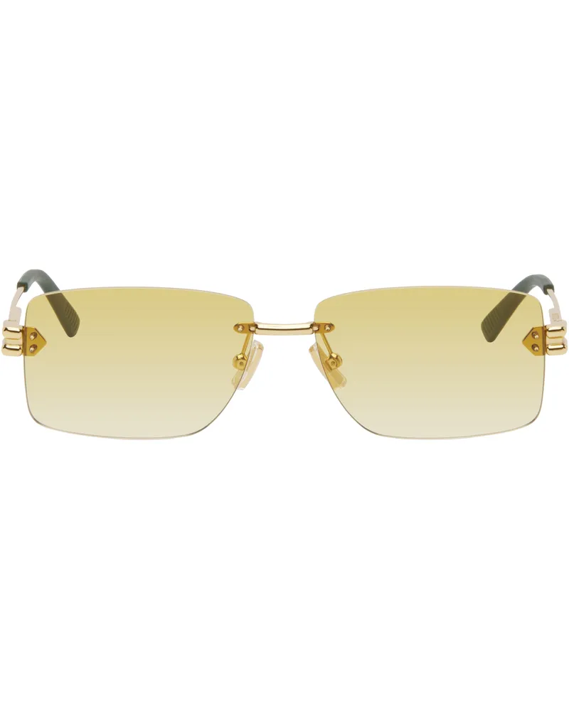Bottega Veneta Gold Lock Rectangular Sunglasses 006
