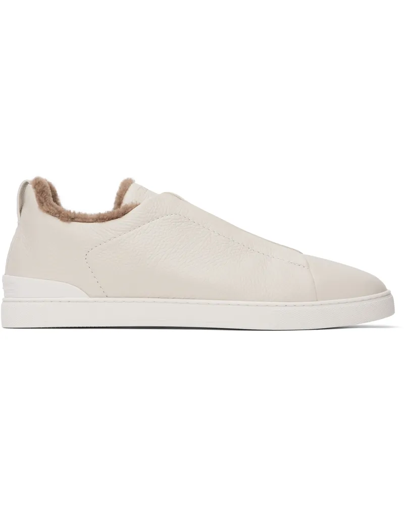 Ermenegildo Zegna Off-White Deerskin Triple Stitch Sneakers Pam