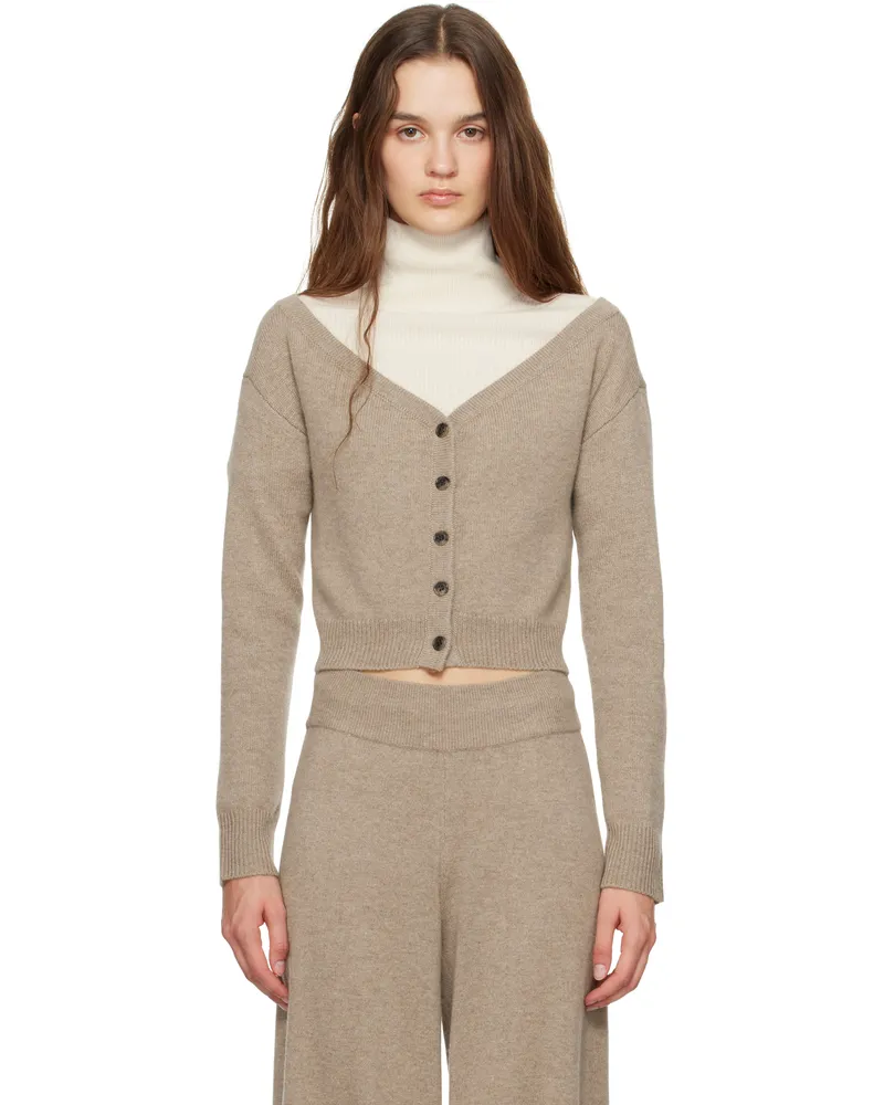 Lisa Yang Taupe Beata Cardigan Mo