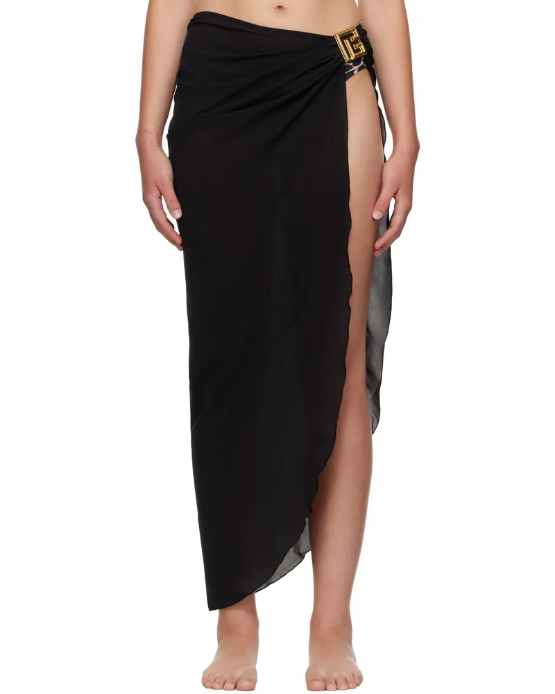 Balmain Black Long Cover-up Skirt 001