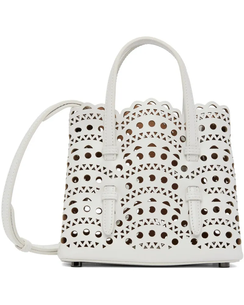 Alaïa White Micro Mina 16 Top Handle Bag Blanc