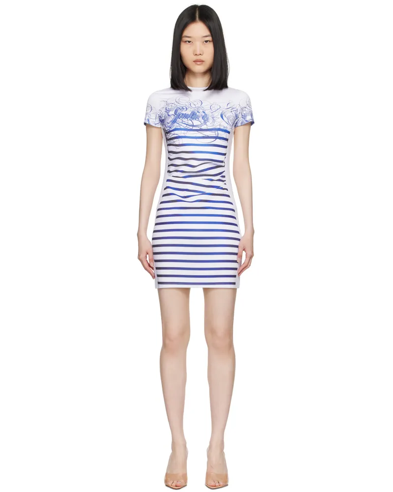 Jean Paul Gaultier White 'The Calligraphie Marinière' Minidress 0159-white