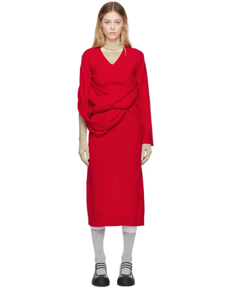 J.W.Anderson Red Front Drape Maxi Dress 417
