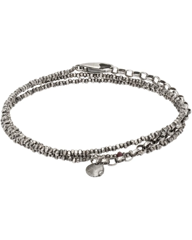 TITLE OF WORK Beaded Chips Multi Wrap Bracelet Silver