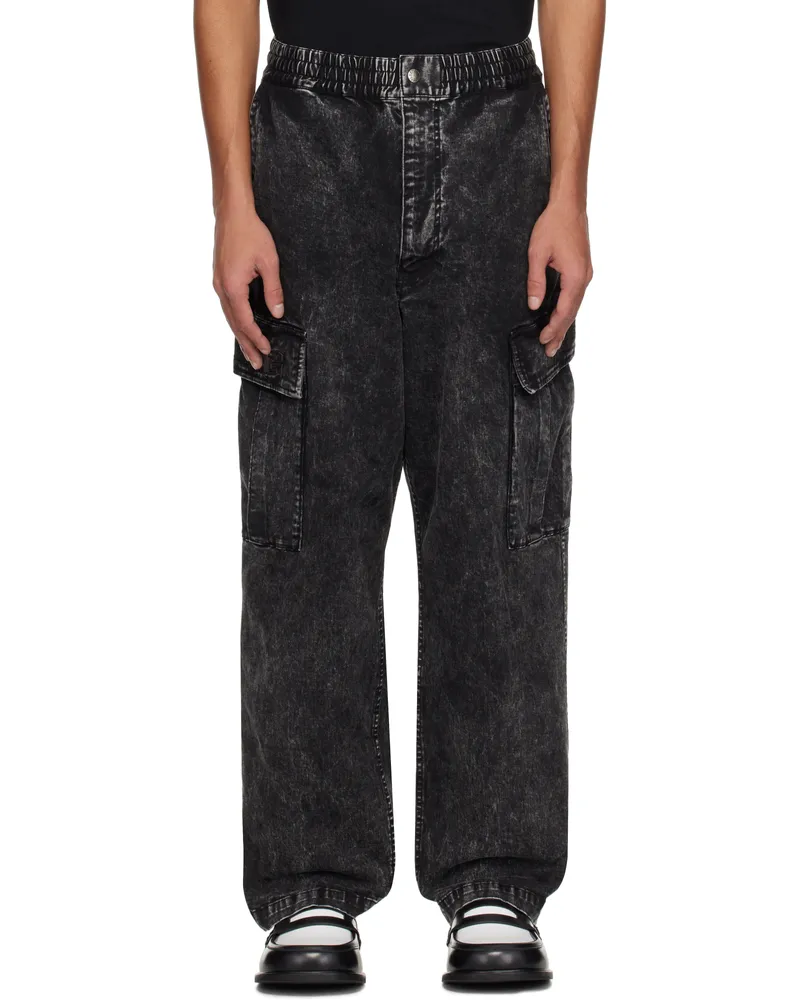 BAPE Black Garment Dyed Loose Fit Cargo Pants Black